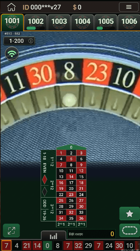 Hiển thị kết quả game roulette